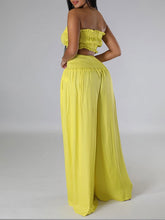 Indiebeautie – Set aus einfarbigem Bandeau-Top und Hose mit weitem Bein